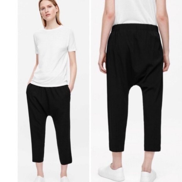 COS Drop Crotch Harem Cropped Trouser Pants Size Small MSRP $99 New With Tags - Picture 3 of 14